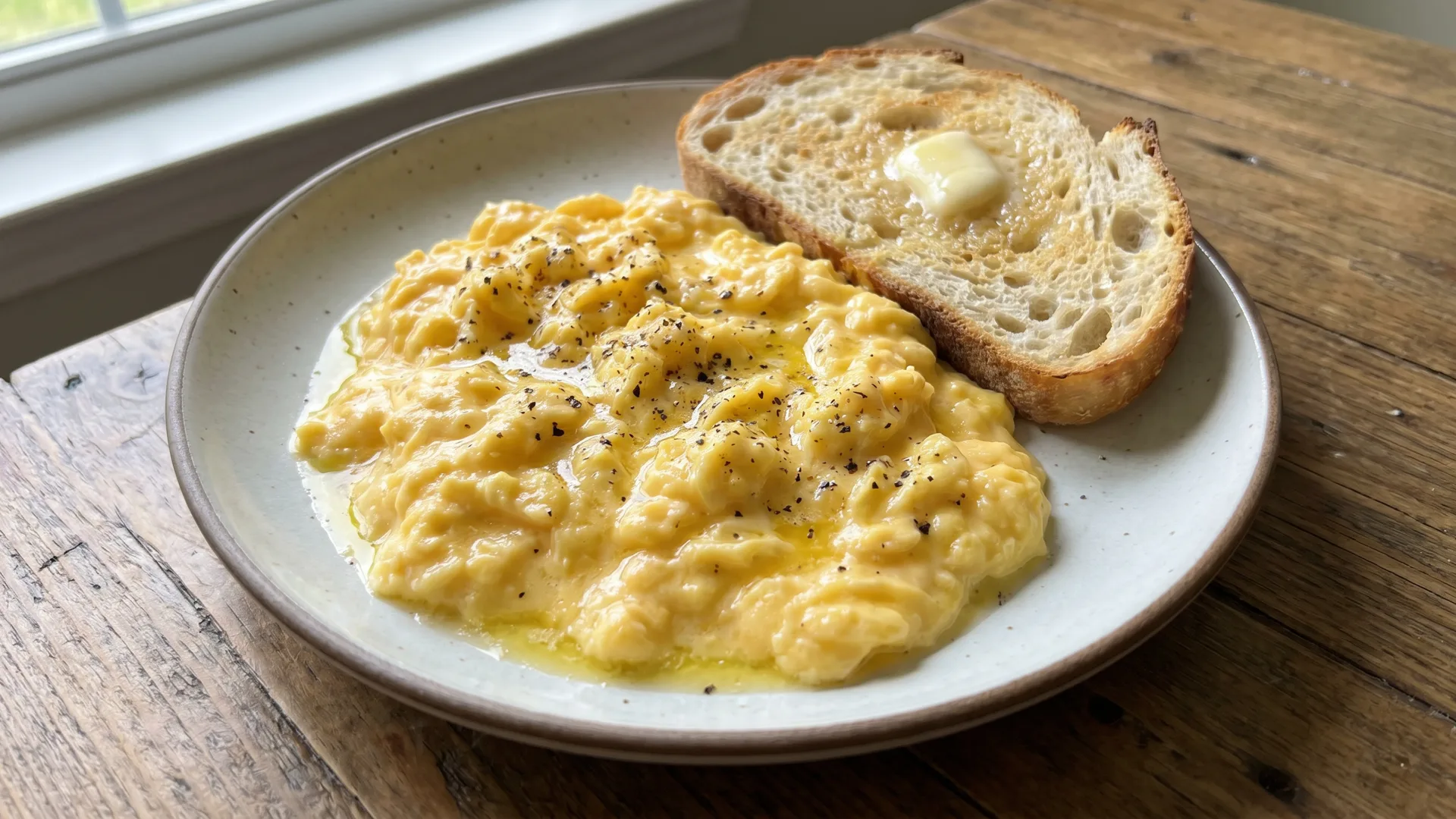 Cremiges Rührei mit Schnittlauch aus der Nähe